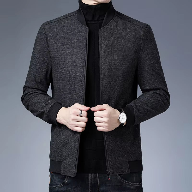 New Brand Casual Fashion Baseball Collar Autumn Winter Mens Coat 2025 Men Clothing Fashion Jacket Solid Classic Windbreaker