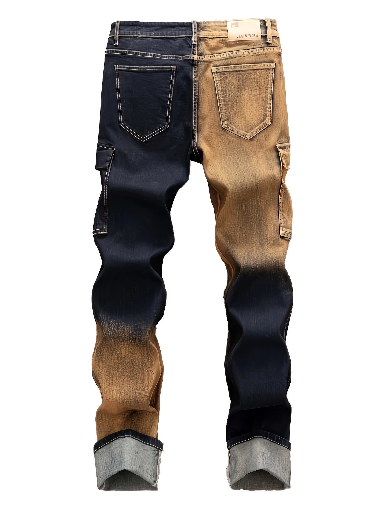 Men's Straight Cut Ripped Faux Denim - Fashionable Camouflage Street Fashion Designer Graphic Faux Denim Para Hombre - Fashion Mens Clothing