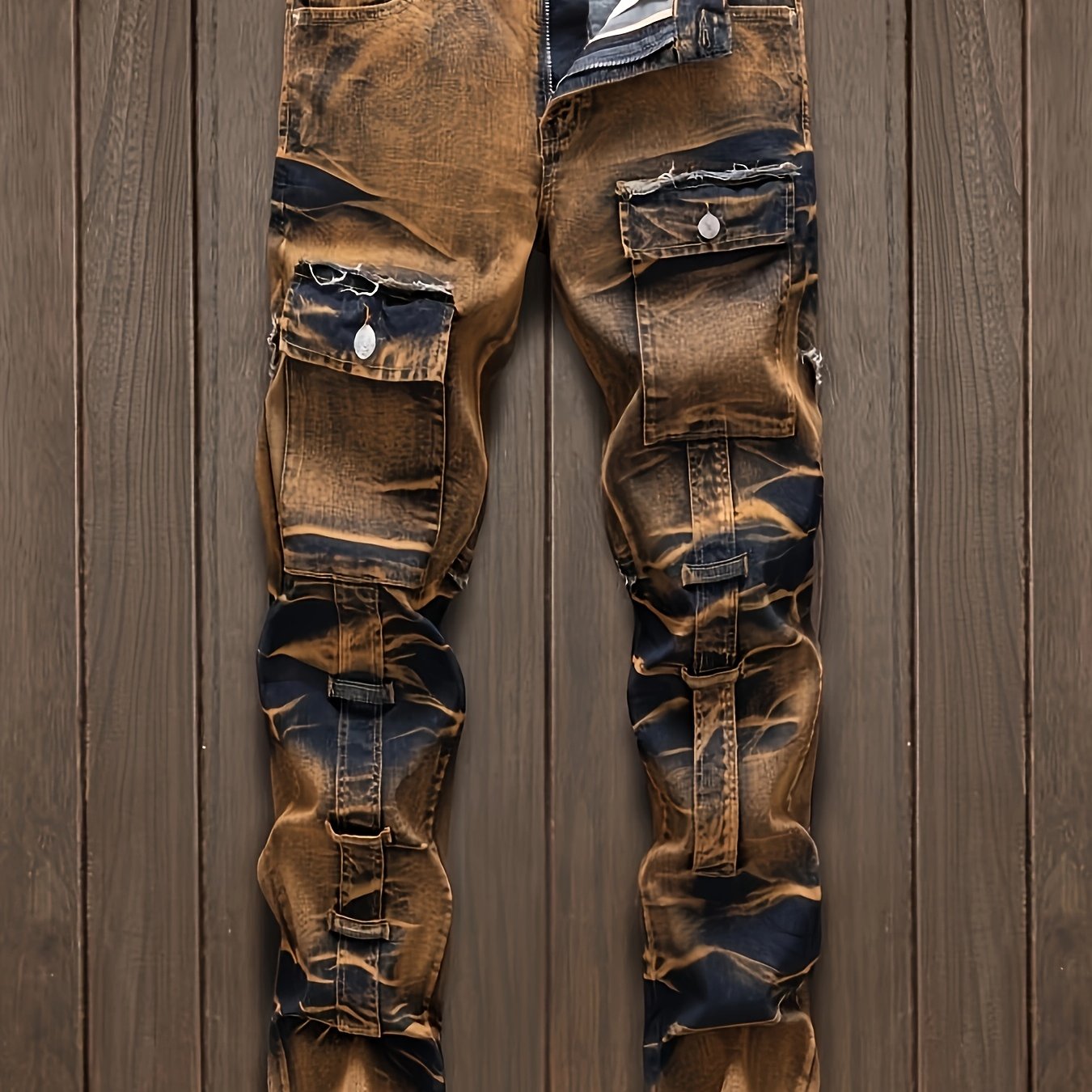 Men's Straight Cut Ripped Jeans, Fashionable Camouflage Jeans, Street Fashion Men Jeans Para Hombre, Designer Jeans for Men, Fashion Mens Clothing, Graphic Jeans Straight-Leg Wide-Leg Stretch All-Season Streetwear Y2K Vintage