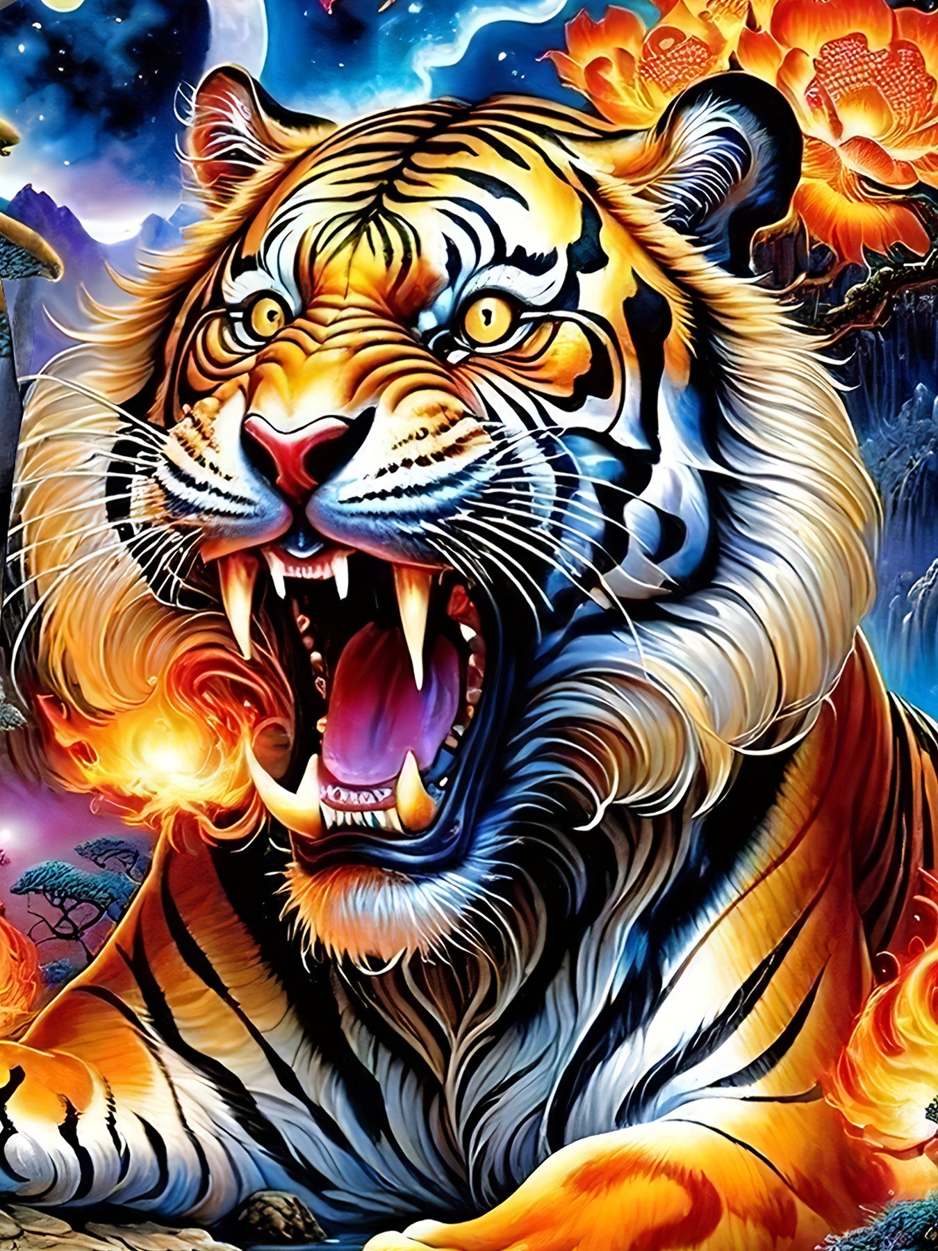 Mens Tiger Print T-Shirt - Lightweight & Breathable Casual Tee with Crew Neck - Perfect for Outdoor Adventures, All-Day Comfort - Short Sleeve, Stylish Mens Clothing