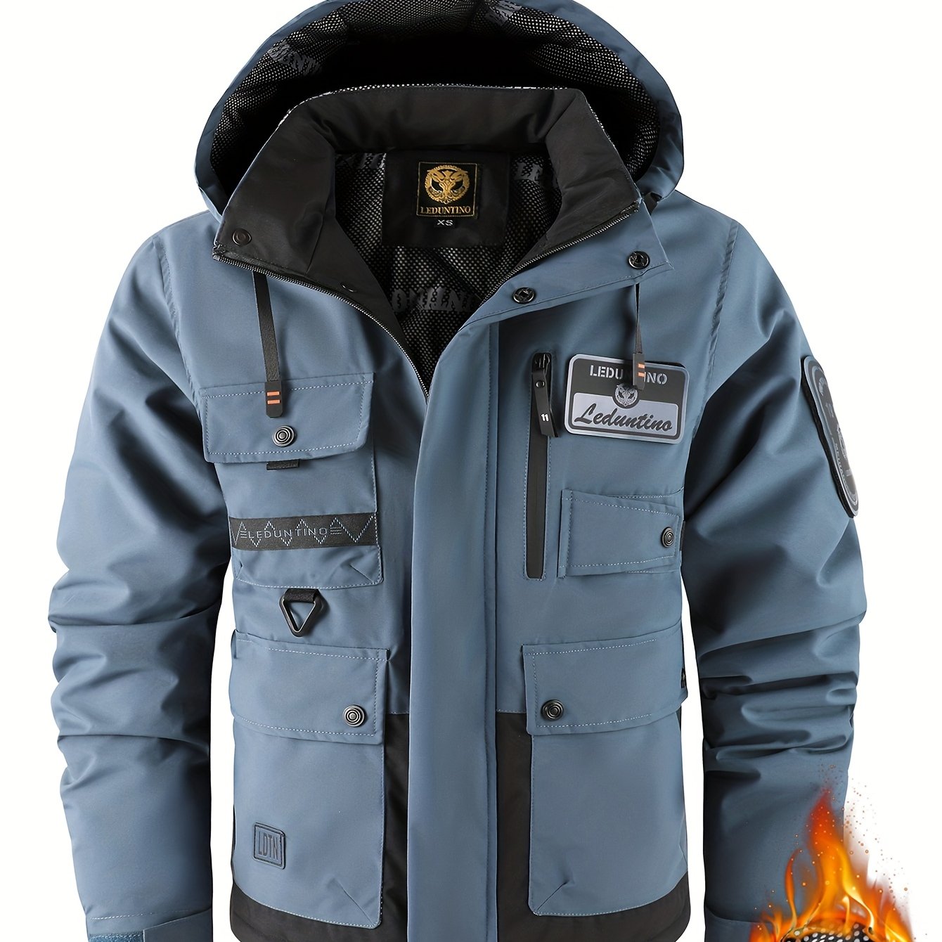 Men's Heavy-Duty Winter Padded Jacket with Detachable Hooded Vest-Like, Multi-Pocket Design & 3D Logo - Full-Zip Outdoor Coat for Skiing,M Snowboarding (White/Black, -Filled), Mens Winter Coats For Men, Winter Jackets For Men