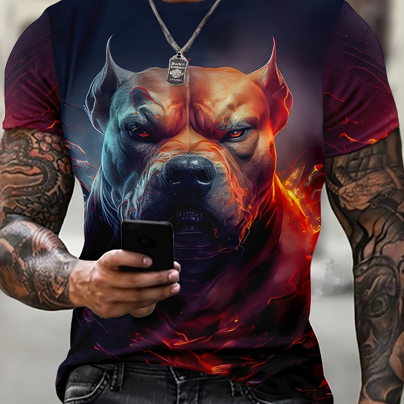 Mens Dog Print Graphic Tee - Lightweight & Comfortable - Short Sleeve Crew Neck Shirt for Casual Outdoor Wear - Trendy Mens Clothing