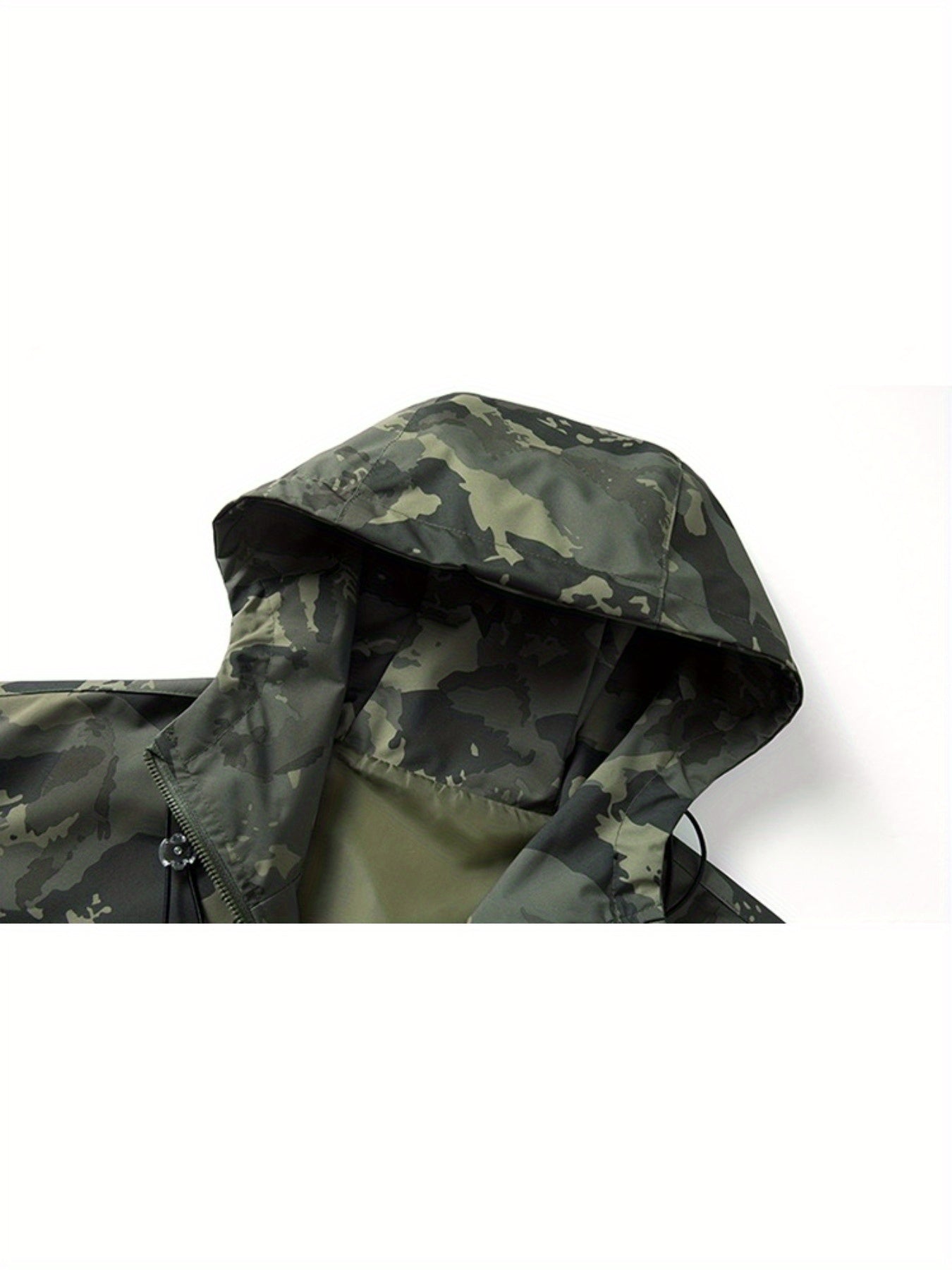 Men's Camouflage Hooded Jacket with Full-Zip Closure & Camo-Lining - Green/Brown/Tan Outdoor Coat, Machine-Washable Polyester for Hiking, Hunting, Army-Style Windbreaker, Hoodies For Men, Camouflage For Men, Camouflage Clothi