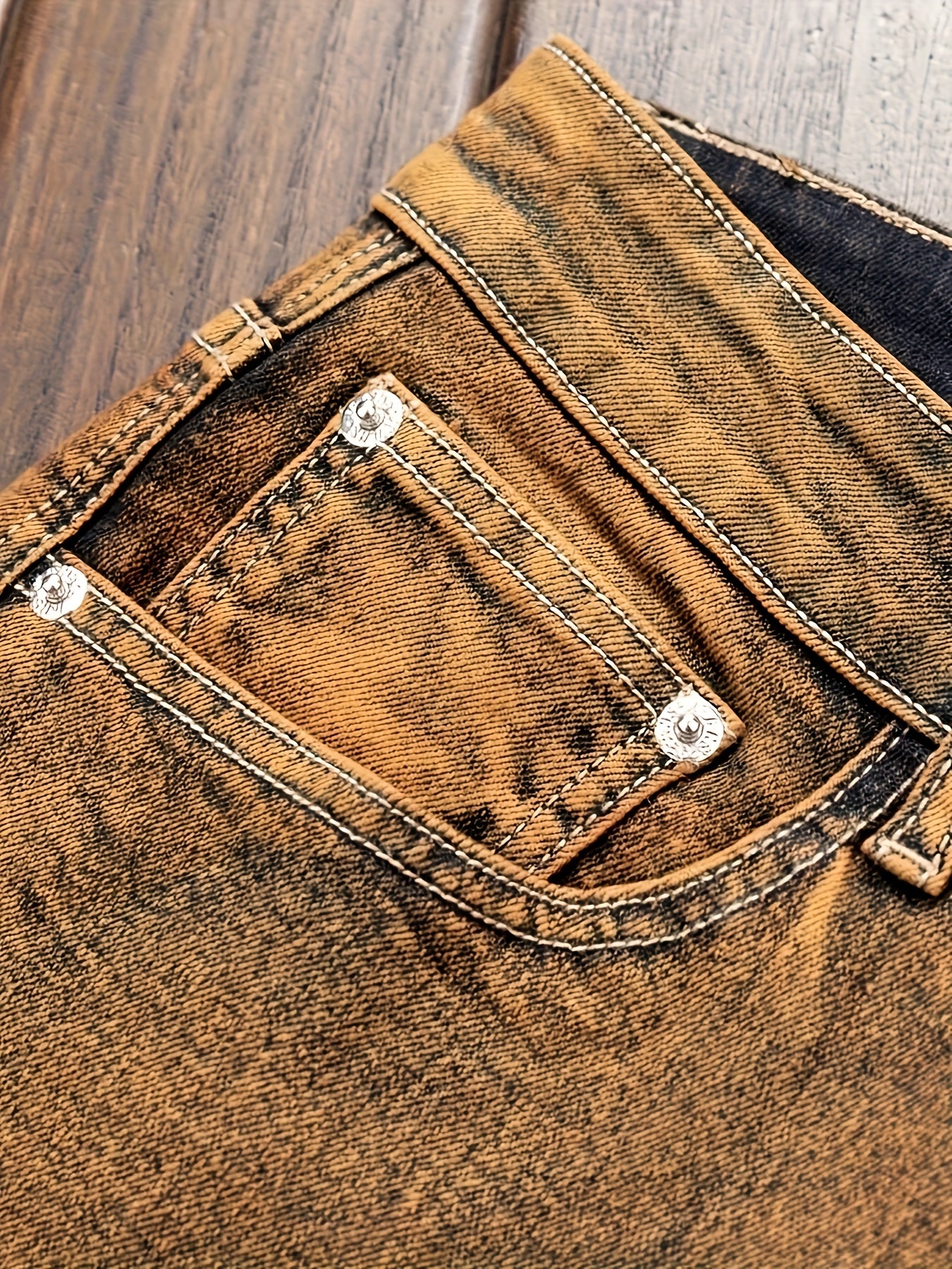 Men's Straight Cut Ripped Faux Denim - Fashionable Camouflage Street Fashion Designer Graphic Faux Denim Para Hombre - Fashion Mens Clothing