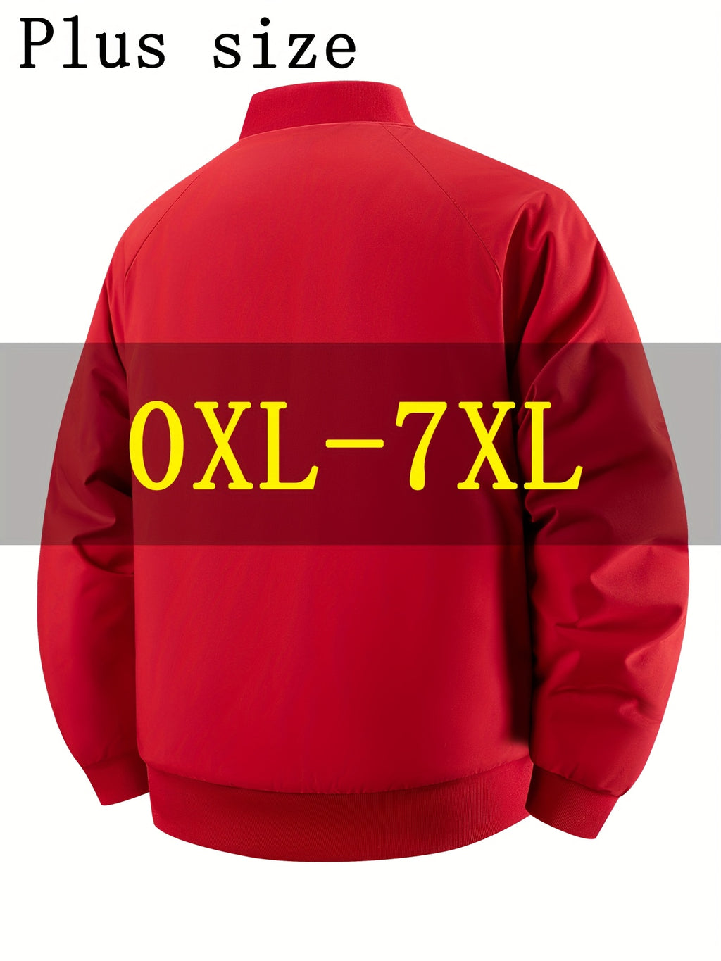 Men's Oversized Winter Bomber Jacket - Heavy-Duty Full-Zip Coat with Baseball Collar & Full-Length Zipper (0XL-7XL) - Large Size Chart, -Filled Pockets, Casual Cold Weather Outerwear for Big & Tall Men, PLUS SIZE, Mens Winter