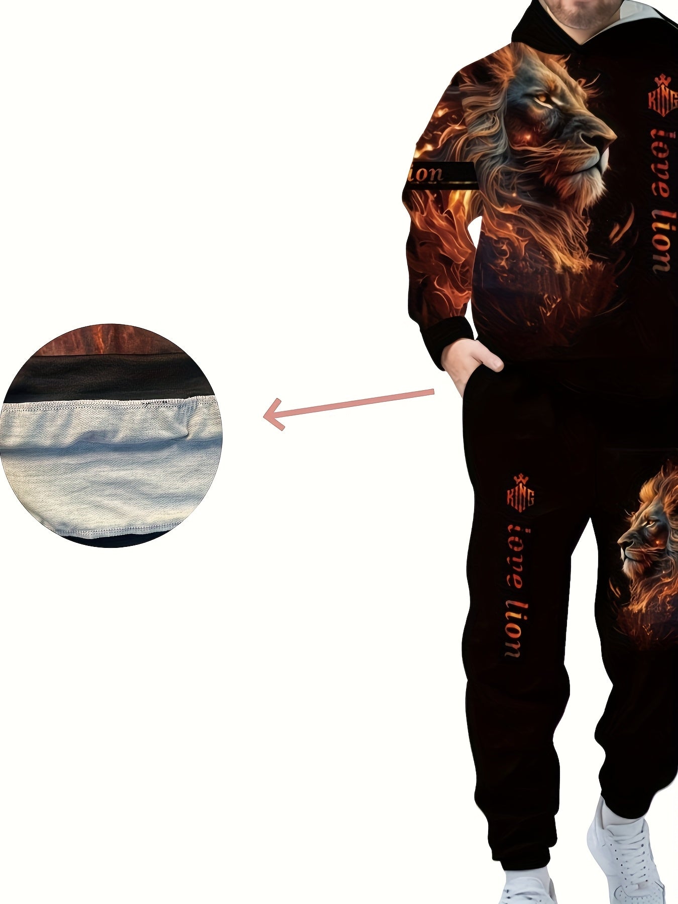Spring And Autumn Men'S Tracksuit 3D Ferocious Lion Print Hoodies Sweatshirts Pants Sets Casual Mens Clothing Essentials Hoody