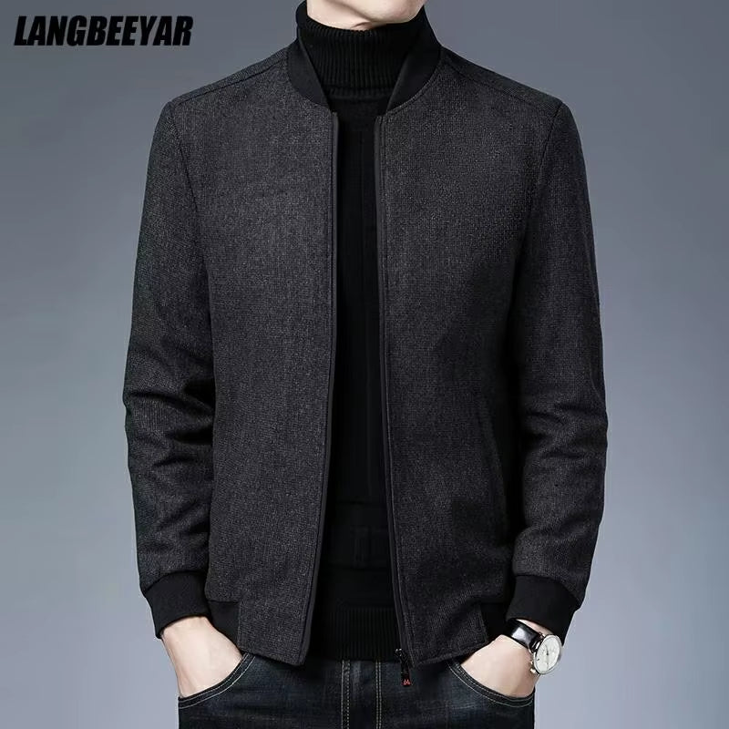 New Brand Casual Fashion Baseball Collar Autumn Winter Mens Coat 2025 Men Clothing Fashion Jacket Solid Classic Windbreaker