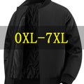 Men's Oversized Winter Bomber Jacket - Heavy-Duty Full-Zip Coat with Baseball Collar & Full-Length Zipper (0XL-7XL) - Large Size Chart, -Filled Pockets, Casual Cold Weather Outerwear for Big & Tall Men, PLUS SIZE, Mens Winter