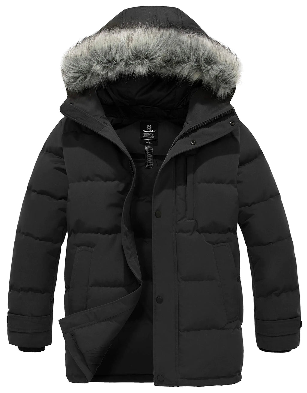 wantdo Mens Heavy Duty Waterproof Winter Jacket (Black Large)