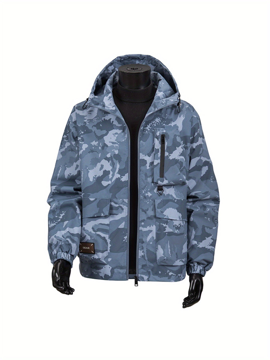 Men's Camouflage Hooded Jacket with Full-Zip Closure & Camo-Lining - Green/Brown/Tan Outdoor Coat, Machine-Washable Polyester for Hiking, Hunting, Army-Style Windbreaker, Hoodies For Men, Camouflage For Men, Camouflage Clothi