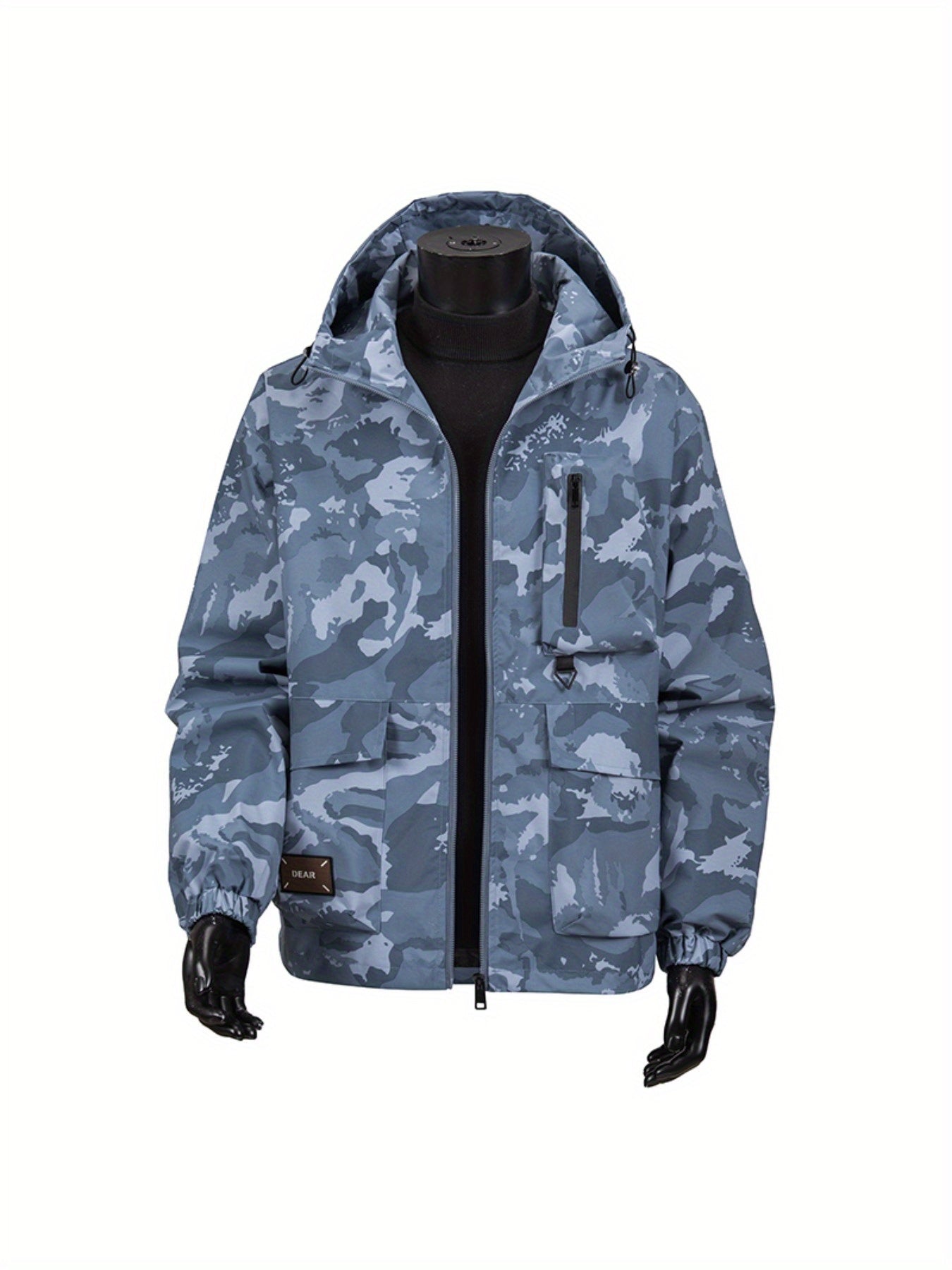 Men's Camouflage Hooded Jacket with Full-Zip Closure & Camo-Lining - Green/Brown/Tan Outdoor Coat, Machine-Washable Polyester for Hiking, Hunting, Army-Style Windbreaker, Hoodies For Men, Camouflage For Men, Camouflage Clothi
