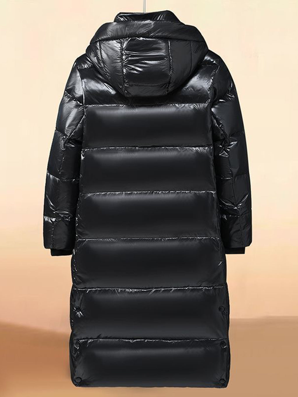 Men'S Heavyweight Winter Jacket with Hood - Thickened Insulated Long Coat, Full-Zip Closure, White Duck Filling, Solid Black & Golden Accent, Korean Style Casual Outerwear for Men & Teens, Cold Weather Warmth, Durable Shell,