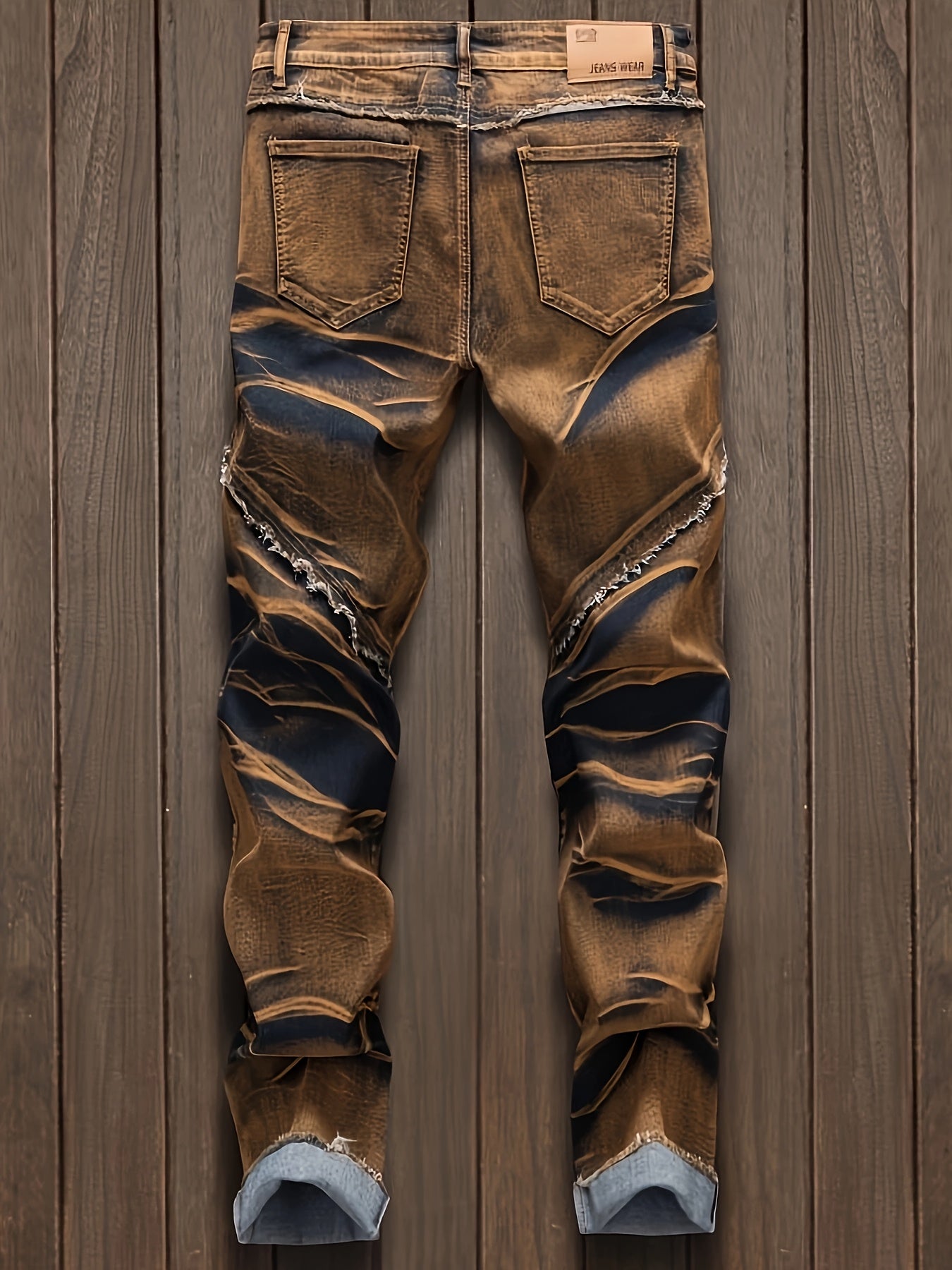 Men's Straight Cut Ripped Jeans, Fashionable Camouflage Jeans, Street Fashion Men Jeans Para Hombre, Designer Jeans for Men, Fashion Mens Clothing, Graphic Jeans Straight-Leg Wide-Leg Stretch All-Season Streetwear Y2K Vintage