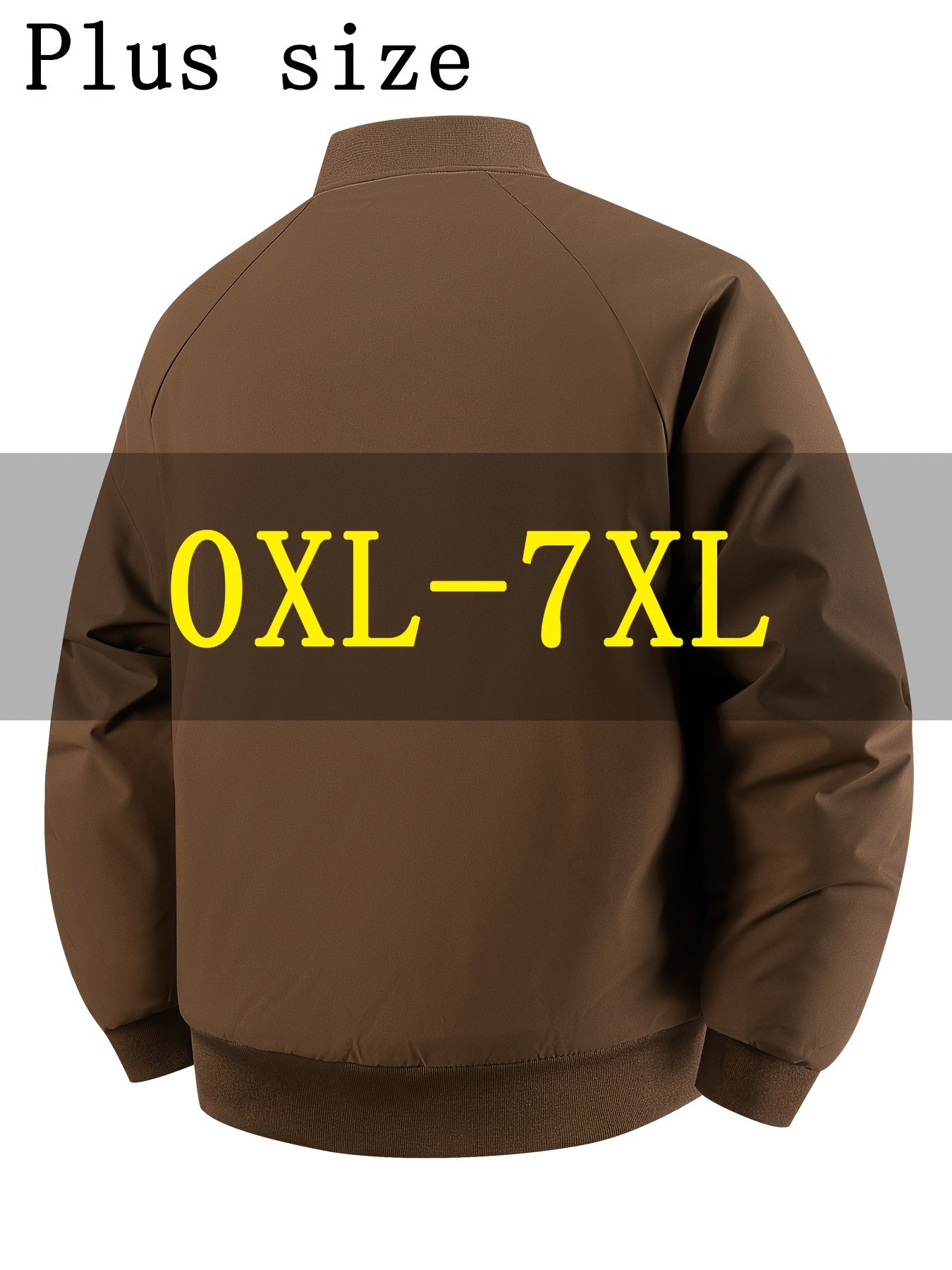 Men's Oversized Winter Bomber Jacket - Heavy-Duty Full-Zip Coat with Baseball Collar & Full-Length Zipper (0XL-7XL) - Large Size Chart, -Filled Pockets, Casual Cold Weather Outerwear for Big & Tall Men, PLUS SIZE, Mens Winter