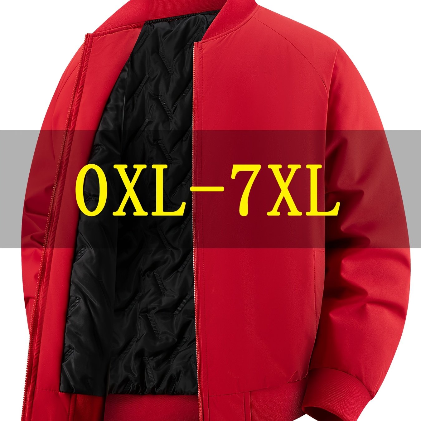 Men's Oversized Winter Bomber Jacket - Heavy-Duty Full-Zip Coat with Baseball Collar & Full-Length Zipper (0XL-7XL) - Large Size Chart, -Filled Pockets, Casual Cold Weather Outerwear for Big & Tall Men, PLUS SIZE, Mens Winter