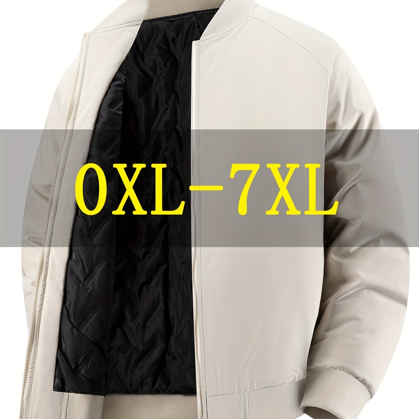 Men's Oversized Winter Bomber Jacket - Heavy-Duty Full-Zip Coat with Baseball Collar & Full-Length Zipper (0XL-7XL) - Large Size Chart, -Filled Pockets, Casual Cold Weather Outerwear for Big & Tall Men, PLUS SIZE, Mens Winter
