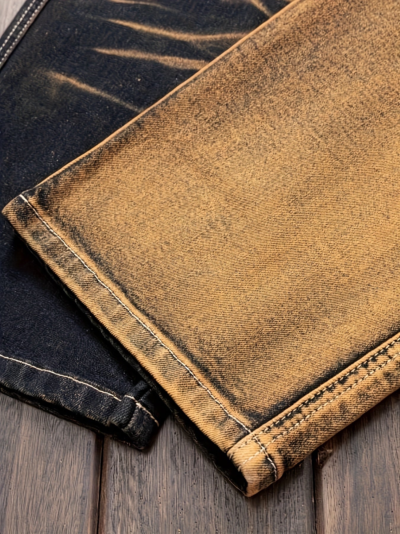 Men's Straight Cut Ripped Faux Denim - Fashionable Camouflage Street Fashion Designer Graphic Faux Denim Para Hombre - Fashion Mens Clothing