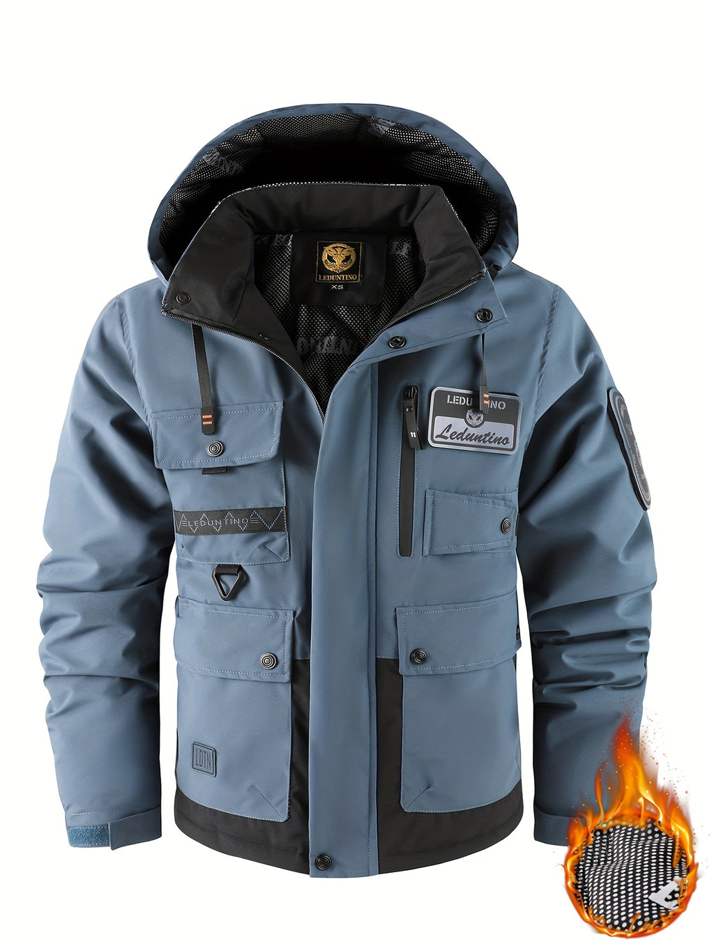 Men's Heavy-Duty Winter Padded Jacket with Detachable Hooded Vest-Like, Multi-Pocket Design & 3D Logo - Full-Zip Outdoor Coat for Skiing,M Snowboarding (White/Black, -Filled), Mens Winter Coats For Men, Winter Jackets For Men