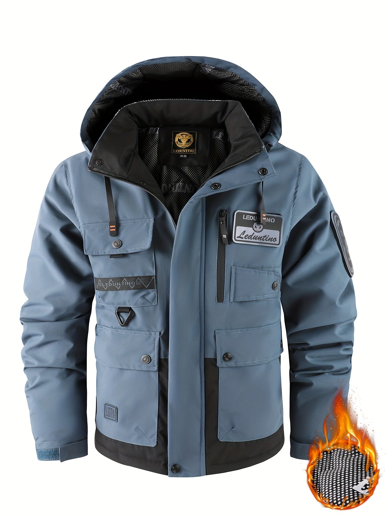 Men's Heavy-Duty Winter Padded Jacket with Detachable Hooded Vest-Like, Multi-Pocket Design & 3D Logo - Full-Zip Outdoor Coat for Skiing,M Snowboarding (White/Black, -Filled), Mens Winter Coats For Men, Winter Jackets For Men