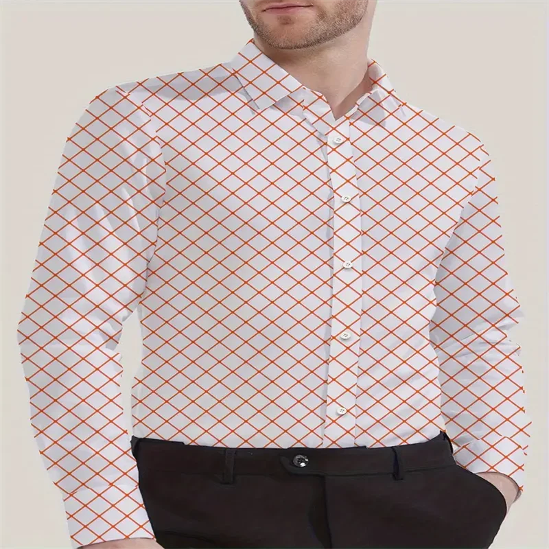 New Men's Shirt Long Sleeve Plaid Lapel Spring and Autumn Party Work Clothes Clothing Print XS-6XL Large Size
