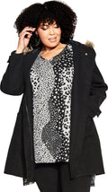 EVANS Womens Plus Size Coat Faux Wool VOYAG Black