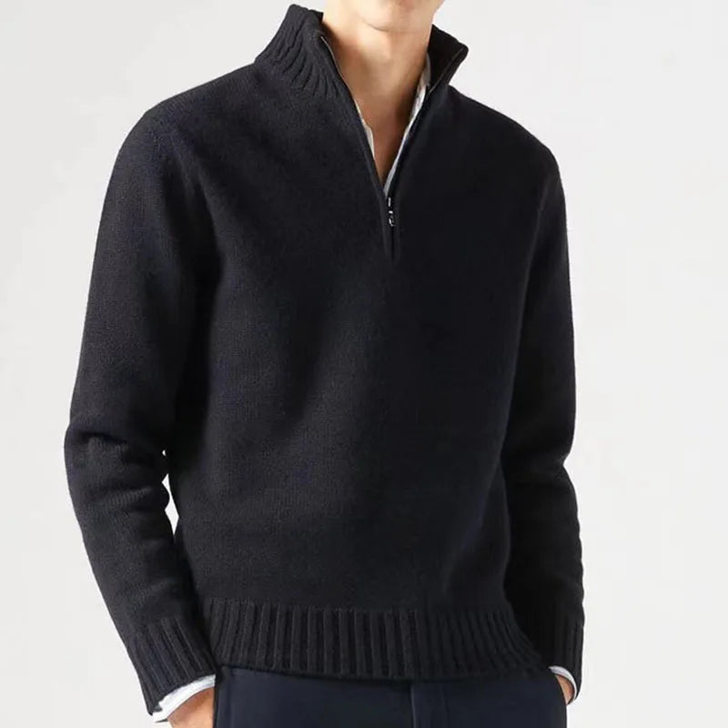 Mens Winter Casual Daily Warm Coats Turtlenecks Half Zipper Sweaters Knitwear Spring Pullovers Solid Long Sleeved Tops for Male