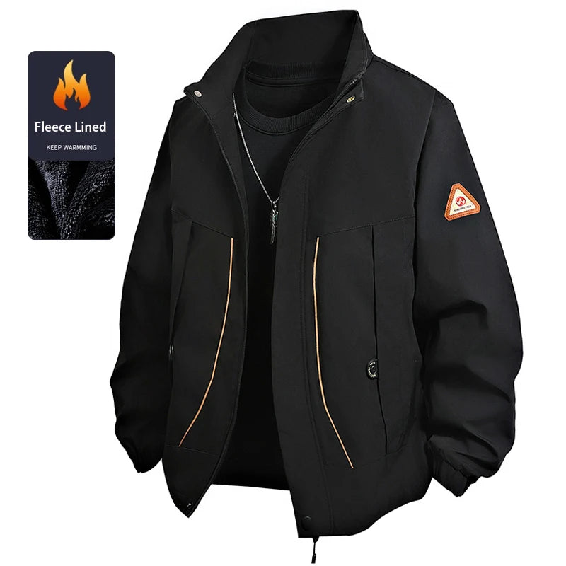 Mens Jacket Autumn Winter Windbreaker Thick Warm Coats Fleece Lined Outwear High Street Fashion Casual Jackets Man Streetwear