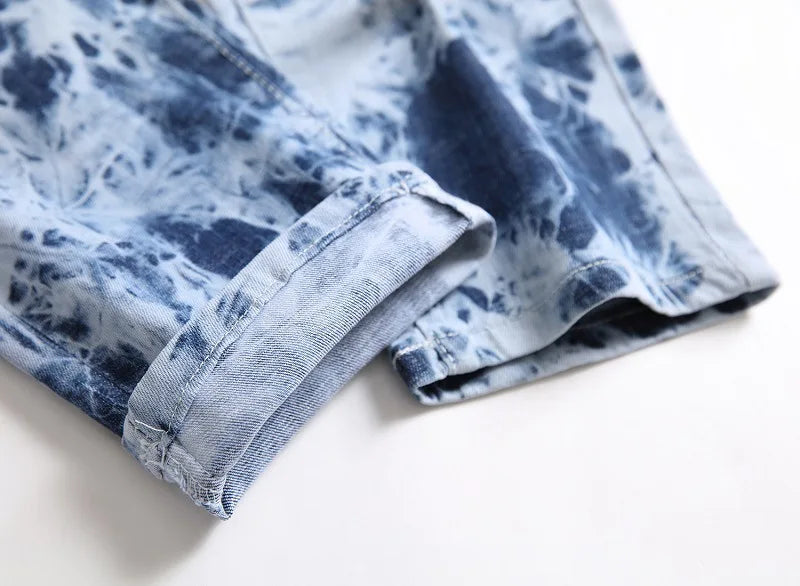 Autumn New Yellow Men's Jeans, Blue Stretch Biker Trousers, Broken Hole Jeans, Fashion Popular Men Denim Pants Big Size 29-42