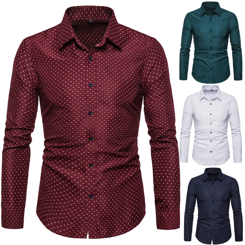 209 Korean Slim Fit Long Sve Dr irt Men's Faion Casual Slim Fit irt Floral Print Summer Thin Fabric irt