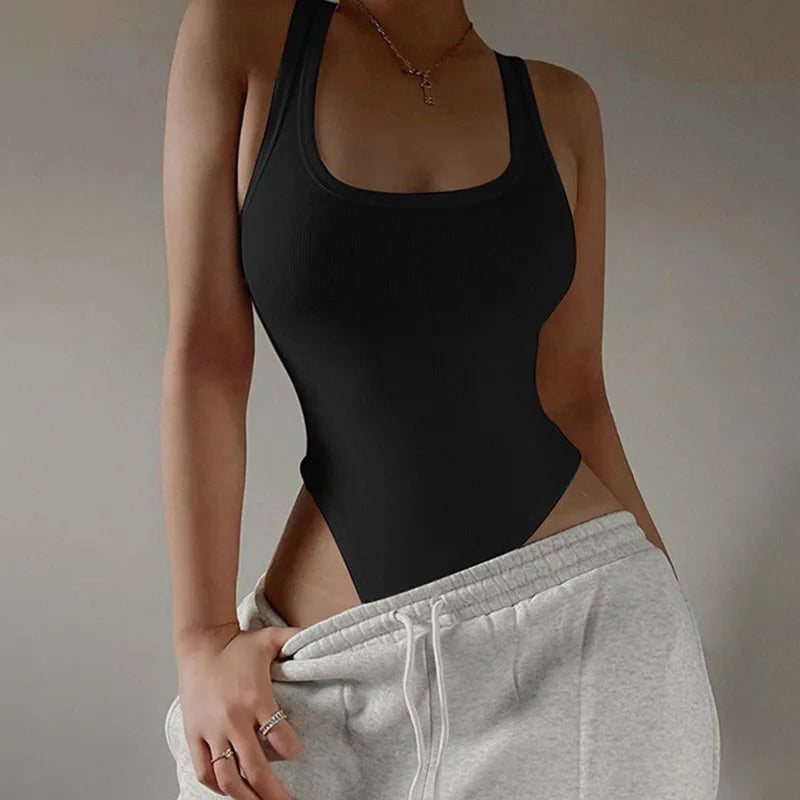 Sleeveless Knit Bodysuit for Women, Off Shoulder Halter Tops, Casual Street Bodycon, Sexy Clubwear, Hot Summer, 2024
