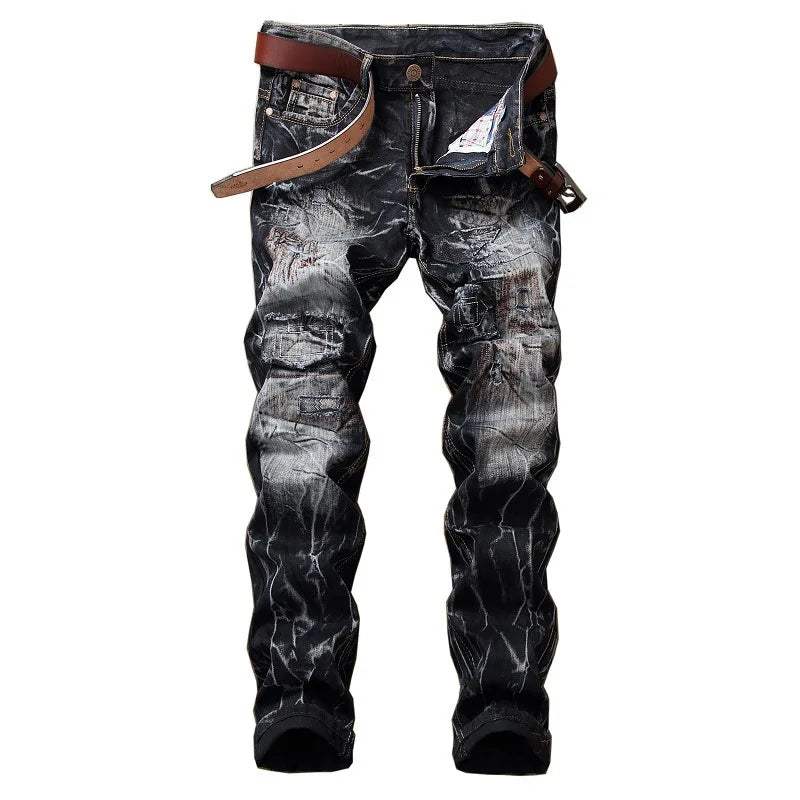 Autumn New Yellow Men's Jeans, Blue Stretch Biker Trousers, Broken Hole Jeans, Fashion Popular Men Denim Pants Big Size 29-42