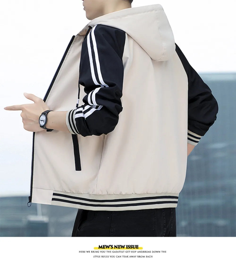Men's casual jacket - New autumn style workwear sporty windproof hooded coat