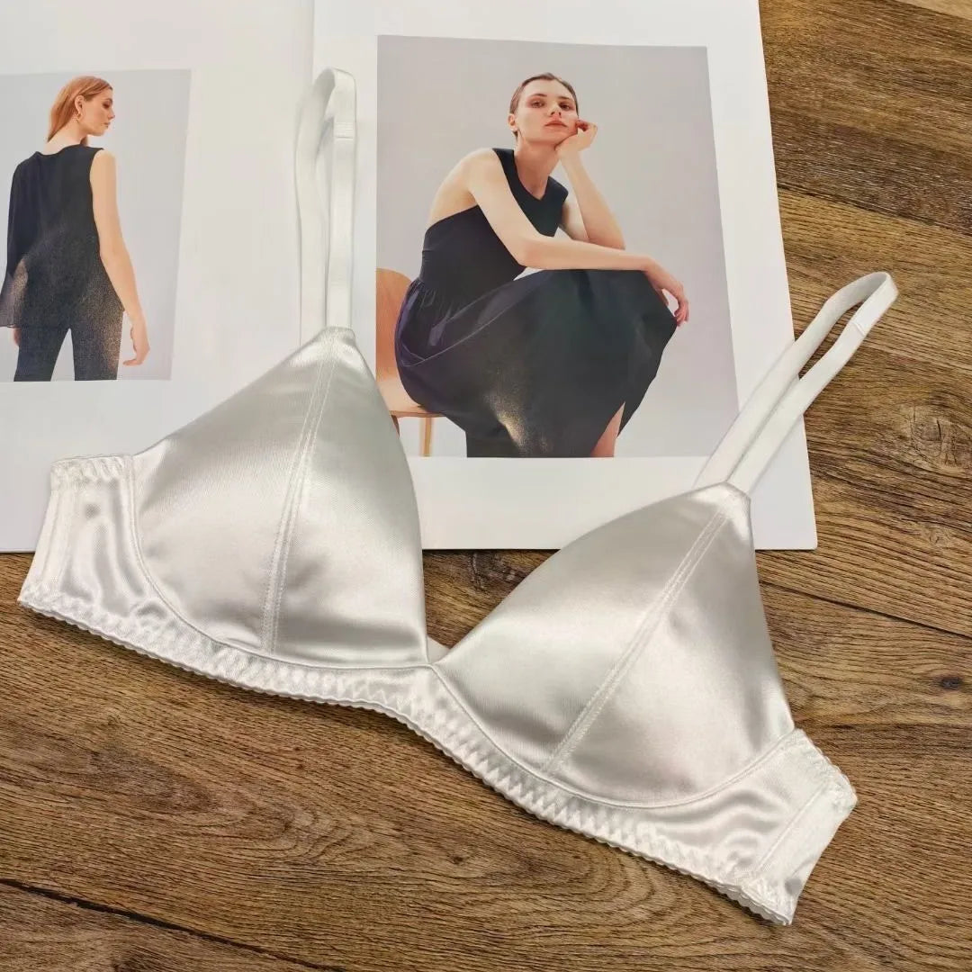 Women Sexy Underwear Triangular Cup Bra Set Small Chest Top Support Bra Comfortable Push Up Bra Breathable Seamless Underwear