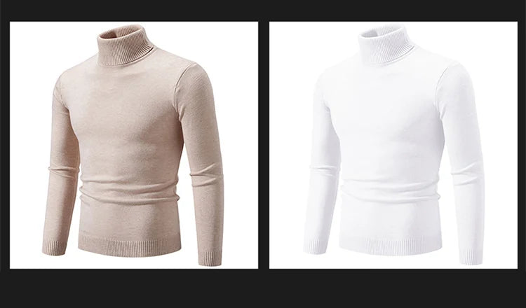 New Winter Turtleneck Thick Mens Sweaters Casual Turtle Neck Solid Color Quality Warm Slim Turtleneck Sweaters Pullover Men