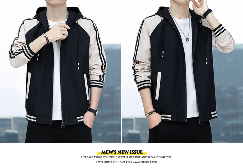 Men's casual jacket - New autumn style workwear sporty windproof hooded coat