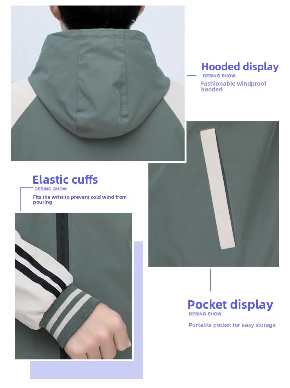 Men's casual jacket - New autumn style workwear sporty windproof hooded coat