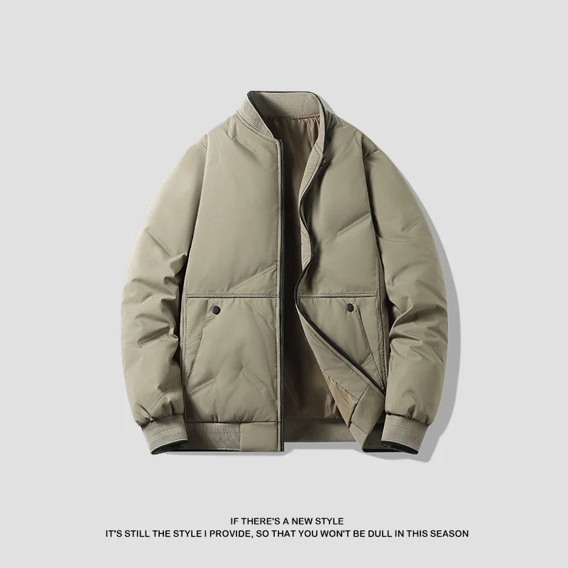 Men's Jacket  Autumn Winter Thickened Warm Comfortable Breathable Casual Coat Outdoor Solid Color Windproof Zippered Jacket