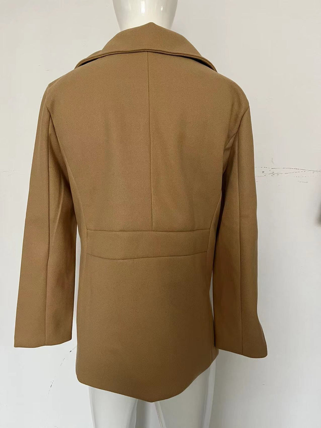 New Mens Peacoat Long-sleeved Tweed Coat Autumn and Winter Fashion Solid Color Long Overcoats Large Size Male Jackets