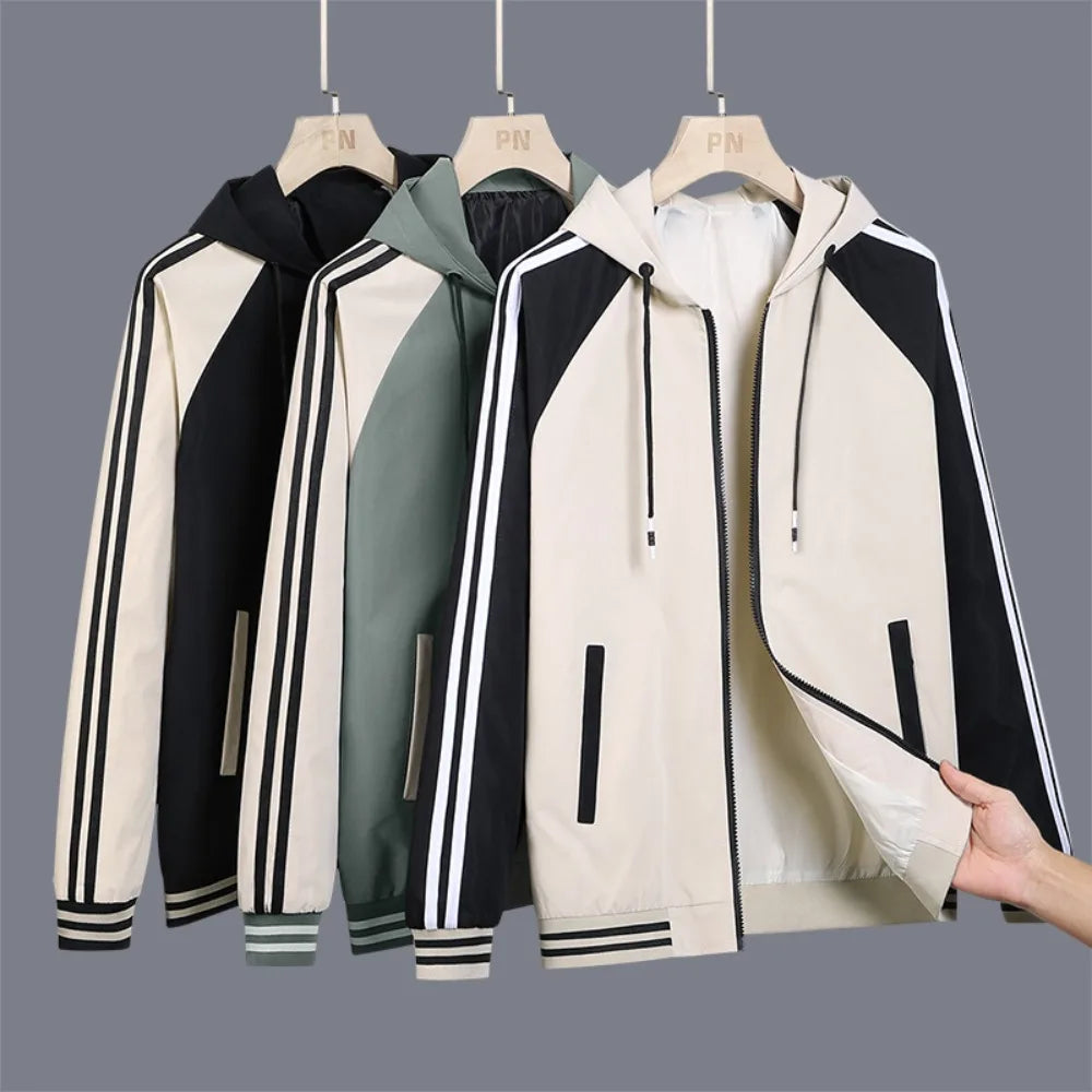 Men's casual jacket - New autumn style workwear sporty windproof hooded coat