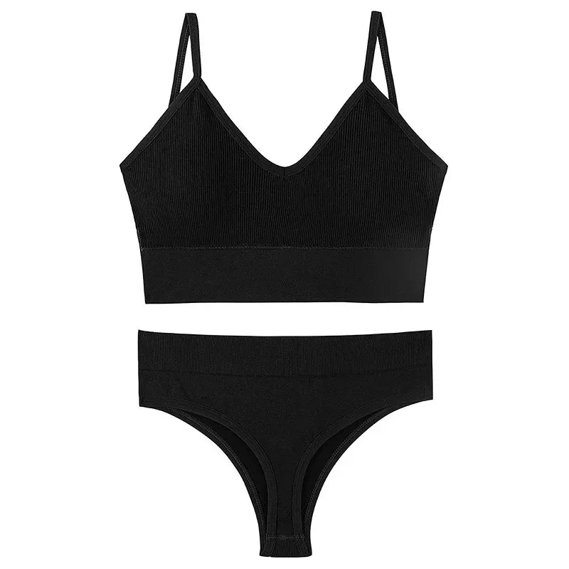 Women Underwear Set Wireless Lingerie Panties Bra Sexy G-String Seamless Tank Crop Top Brassiere New