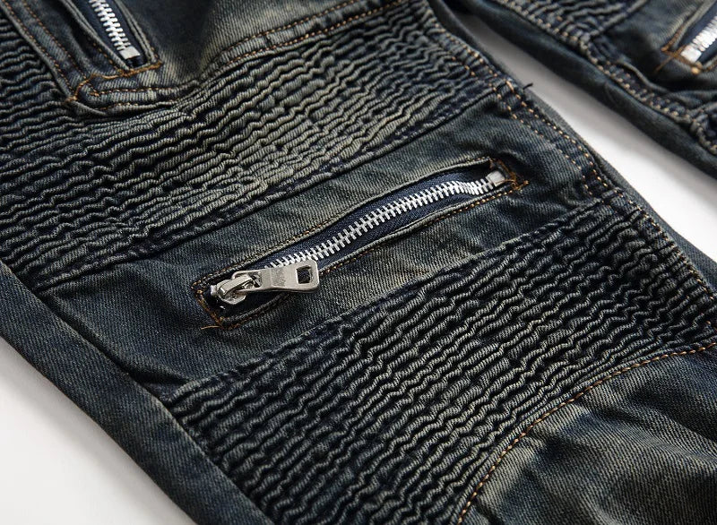 Autumn New Yellow Men's Jeans, Blue Stretch Biker Trousers, Broken Hole Jeans, Fashion Popular Men Denim Pants Big Size 29-42