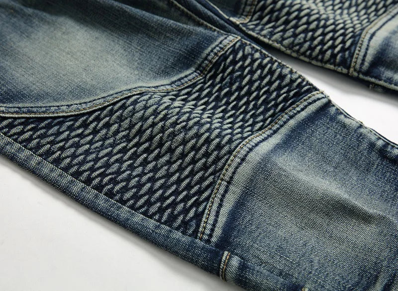 Autumn New Yellow Men's Jeans, Blue Stretch Biker Trousers, Broken Hole Jeans, Fashion Popular Men Denim Pants Big Size 29-42