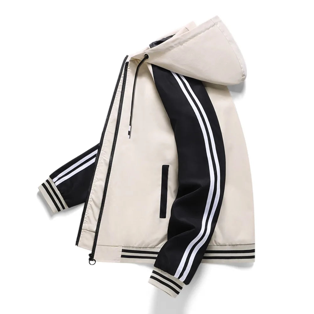 Men's casual jacket - New autumn style workwear sporty windproof hooded coat