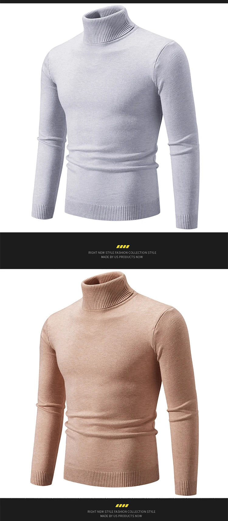 New Winter Turtleneck Thick Mens Sweaters Casual Turtle Neck Solid Color Quality Warm Slim Turtleneck Sweaters Pullover Men