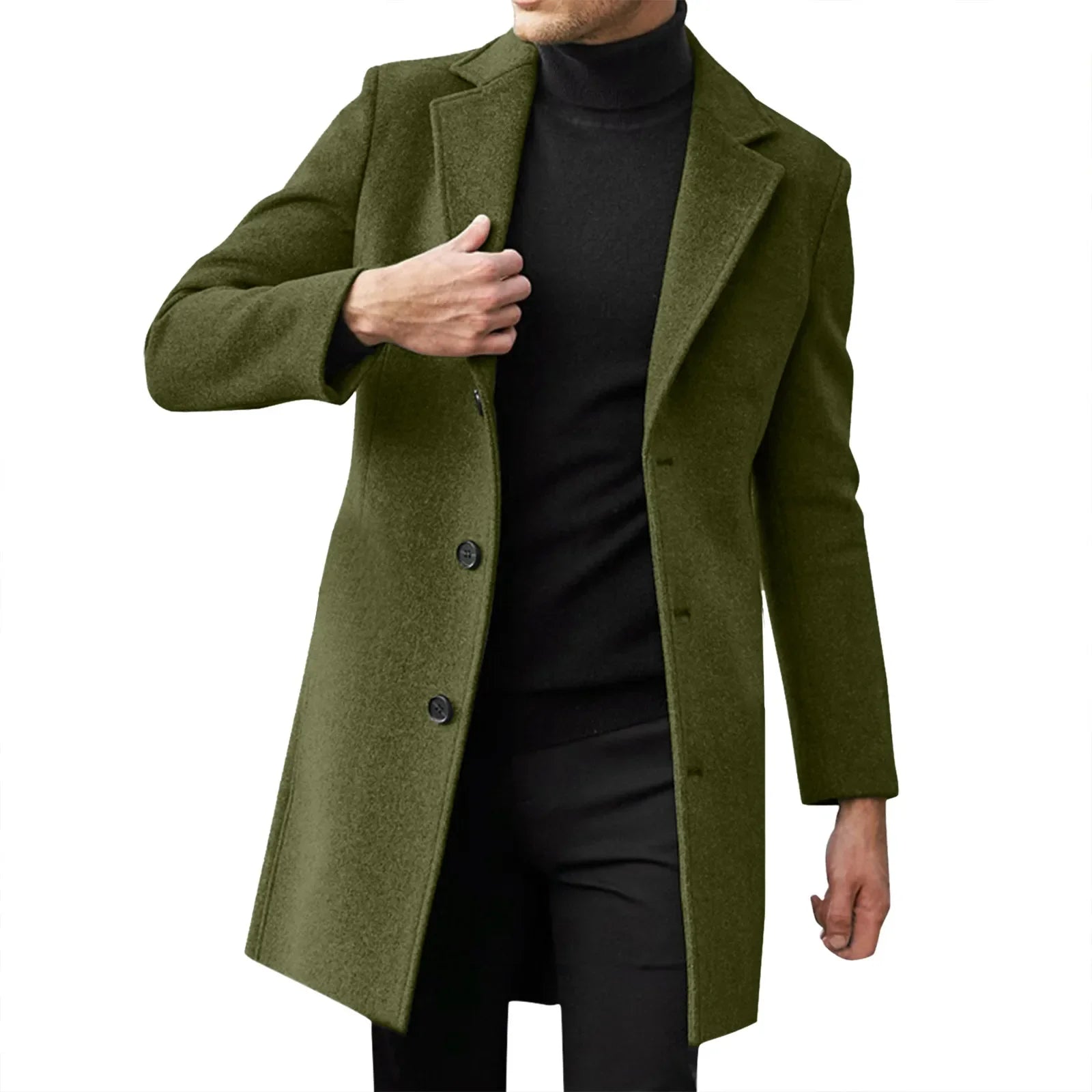 2025 Fashion Men Wool & Blends Mens Casual Business Trench Coat Mens Leisure Overcoat Male Punk Style Blends Dust Coats Jackets