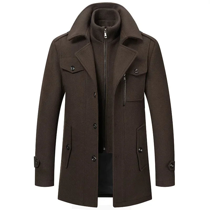 Men's Fashion Warm Autumn&Winter Jackets Trench Herrenmantel Coat for Men Double Collar Coat Jackets Mens Windproof Coats