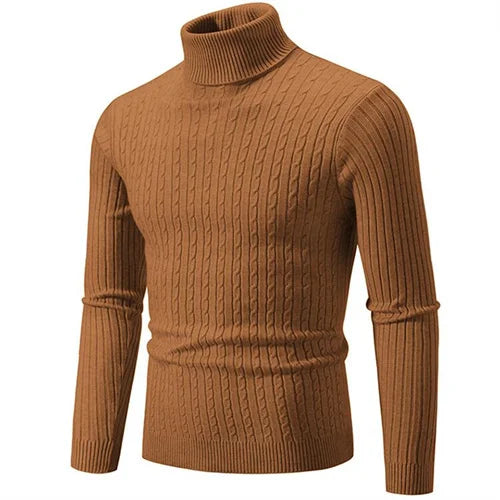 2025 New Men Solid Colour Turtleneck Sweater Black / White / Royal Blue Fashion Simple Male Casual Pullover Tops