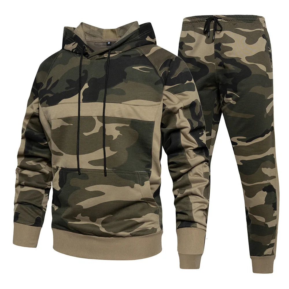 2025 Men's Autumn Winter Sport Casual Sets Camouflage Pullover Hoodies and Pants Two Pieces Street Loose Harajuku Men Tracksuits