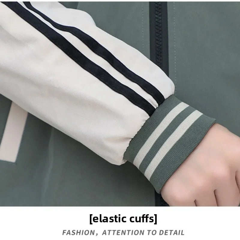 Men's casual jacket - New autumn style workwear sporty windproof hooded coat
