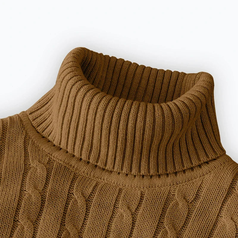 2025 New Men's High Neck Sweater Solid Color Pullover Knitted Warm Casual Turtleneck Sweatwear Woolen Mens Winter Outdoor Tops